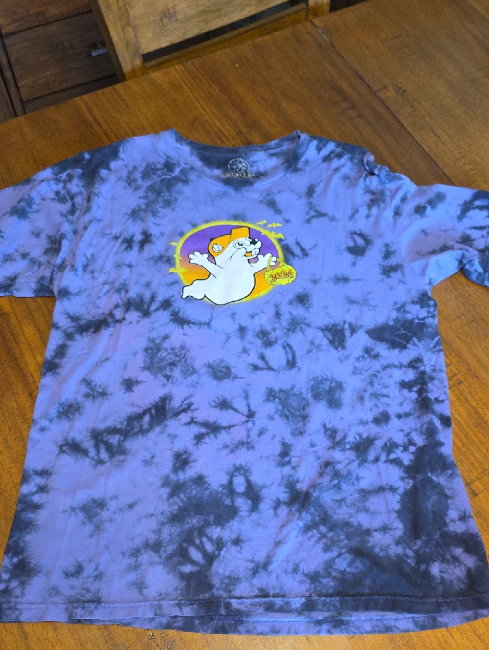 Purple Tie-Dye 'Hey Boo!' Halloween Graphic Short Sleeve Tee